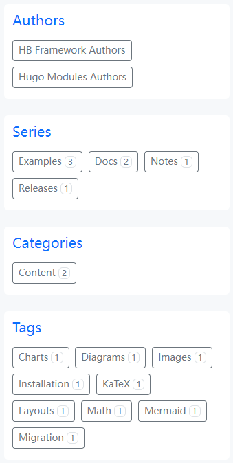 Blog sidebar taxonomies module&rsquo;s separated sections